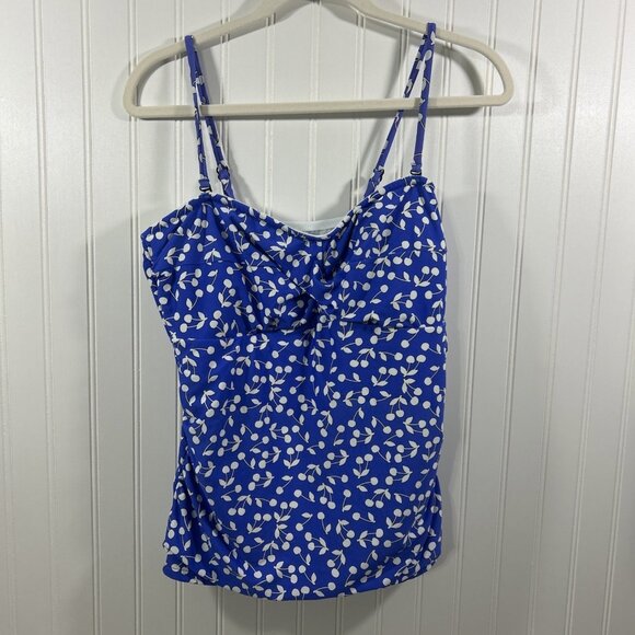 Croft & Barrow Women 16 Tankini Blue White Padded Bra - Picture 1 of 7
